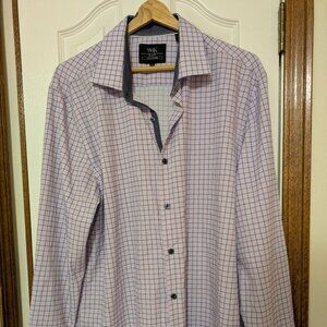 W.R.K Mens Purple Checkered Dress Shirt with 4-Way Stretch - Size 17 Performance